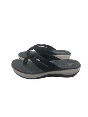Clarks US 8 Cloudsteppers Womens Black Flip-Flops Sandals Lightweight Cushioned